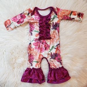 Floral velvet onesie